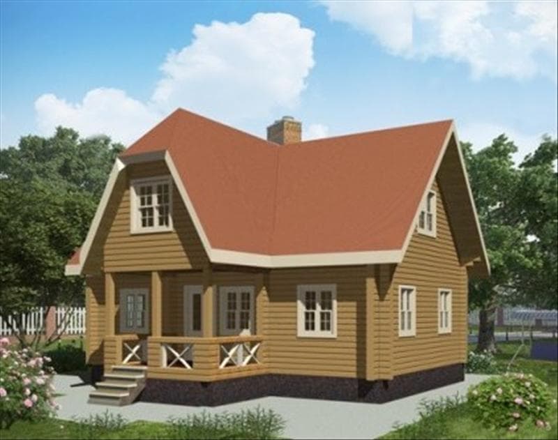 Дом из бруса 7,7х8,8 с мансардой №68