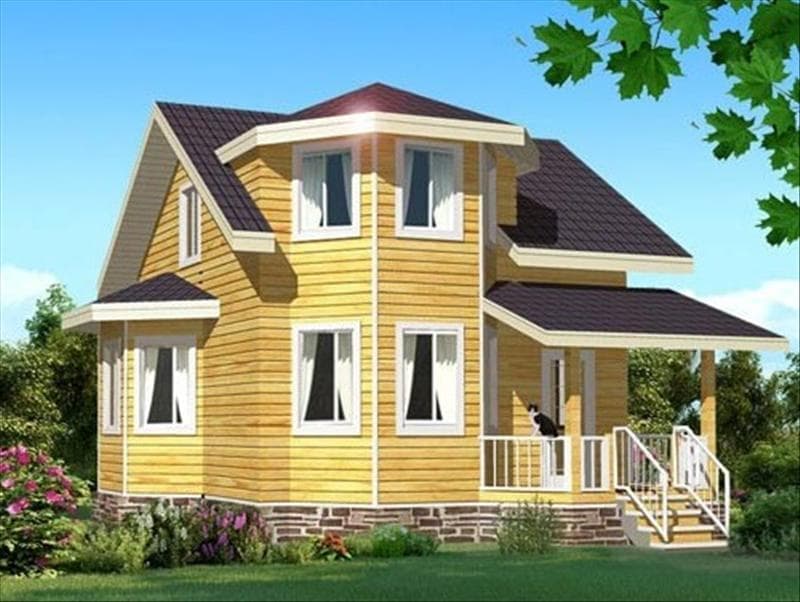 Оригинальный проект дачного дома 7х8 из бруса №78