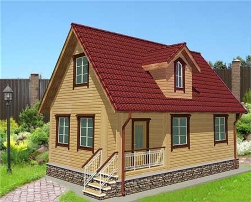 Деревянный дом из бруса 6х9 с мансардным этажом №80