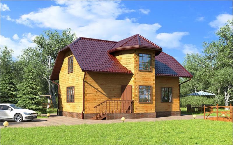 Двухэтажный дом из бруса 6х9 с эркером №98