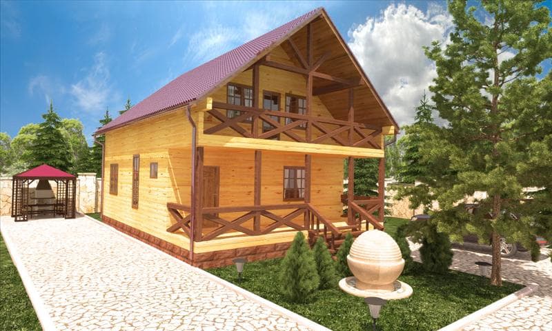 Дом из бруса 8х10 с мансардным этажом №99