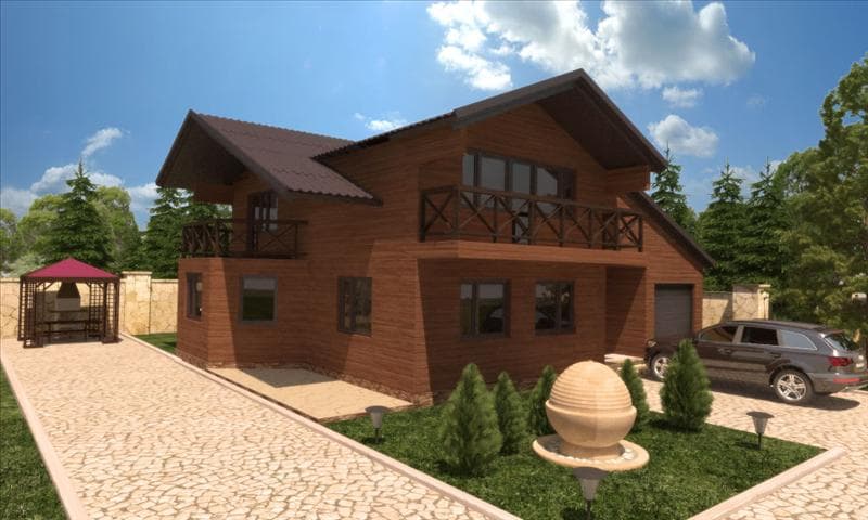 Дом из бруса 10х13 с гаражом №100