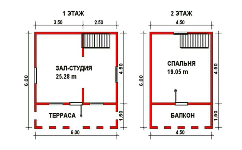Проект дома из бруса 6 на 6 с террасой и балконом №119