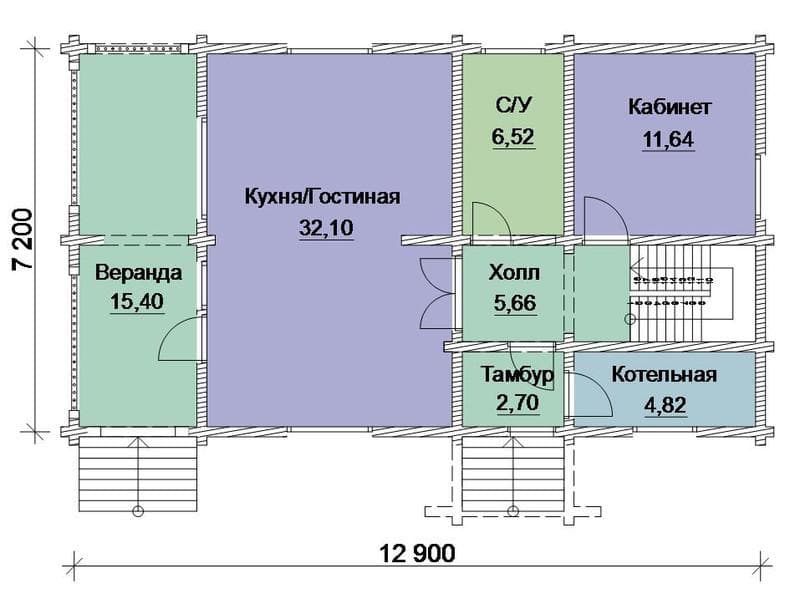 Коттедж из бруса 7 на 13 с балконом №122