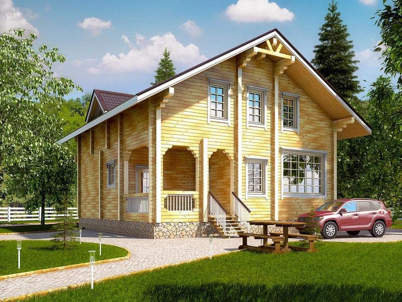 Проект коттеджа из бруса 9,5 на 10 №125