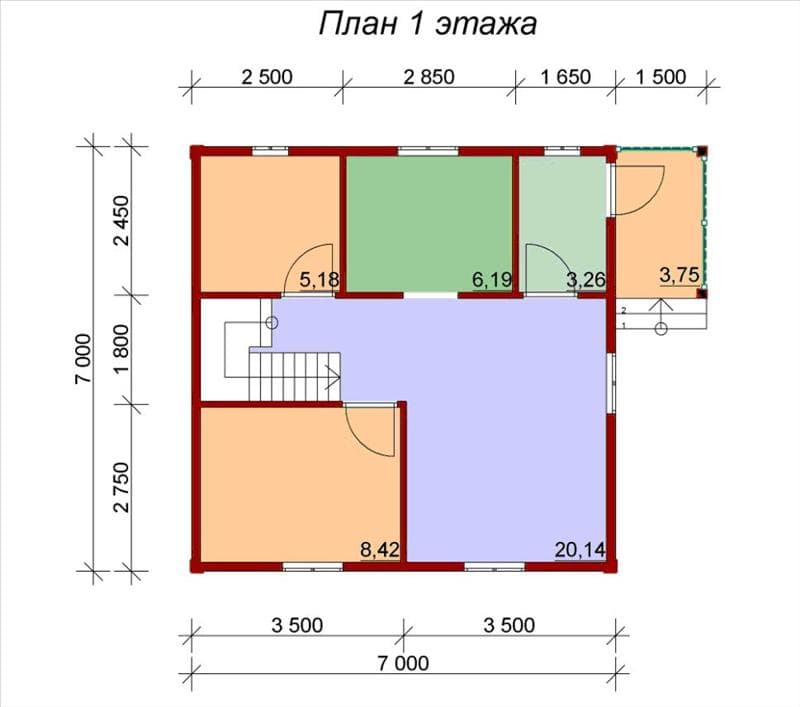Сруб дома 7х7 из бруса №32