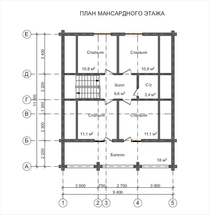 Деревянный сруб дома 11х13 №8