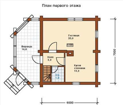 Проект дачного дома 6 Х 7 №12