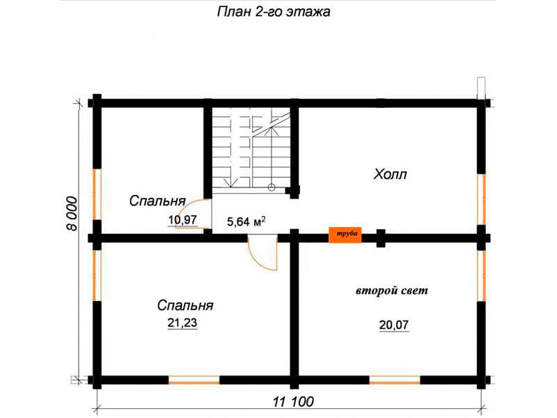 Сруб дома из бревна 10,7 Х 13,7 №16