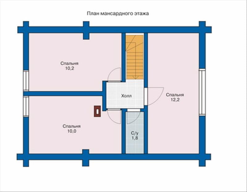 Сруб дома 5,5х8 из бревна с просторной террасой №42