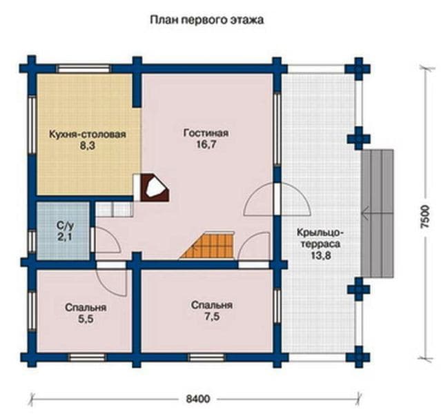 Проект дома из бревна ДР-6
