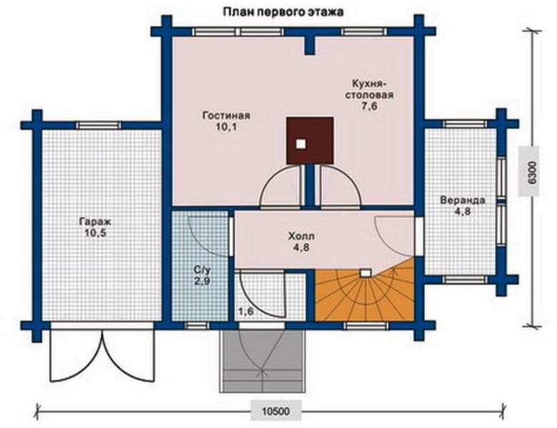 Проект дома из бревна ДР-7