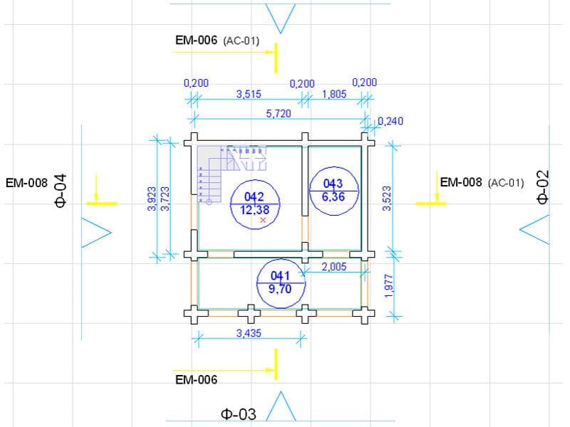 Проект бани из бревна 6,3 х 6,3 №23