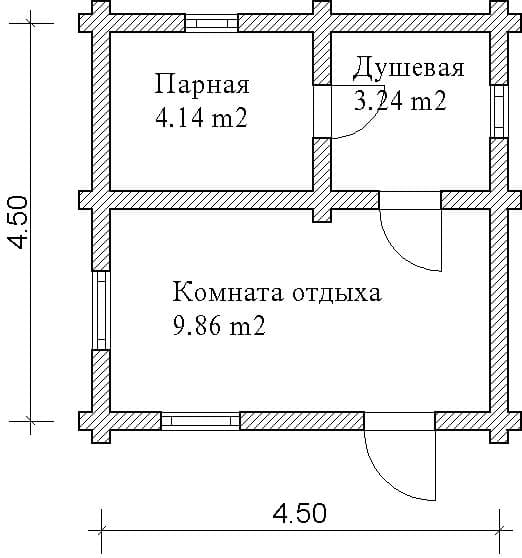 Проект бани из бревна БР-14