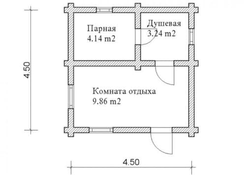 Проект бани из бревна БР-16