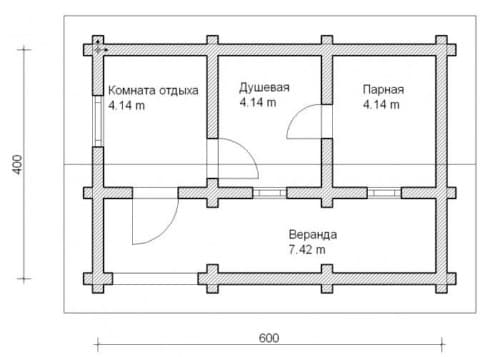 Проект бани из бревна БР-18