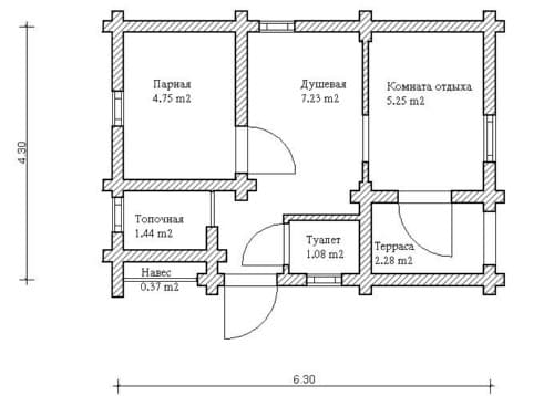 Проект бани из бревна БР-21