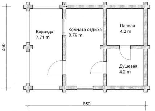 Проект бани из бревна БР-24