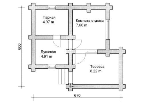 Проект бани из бревна БР-25