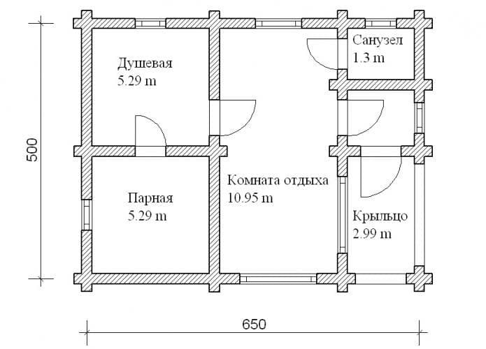Проект бани из бревна БР-26